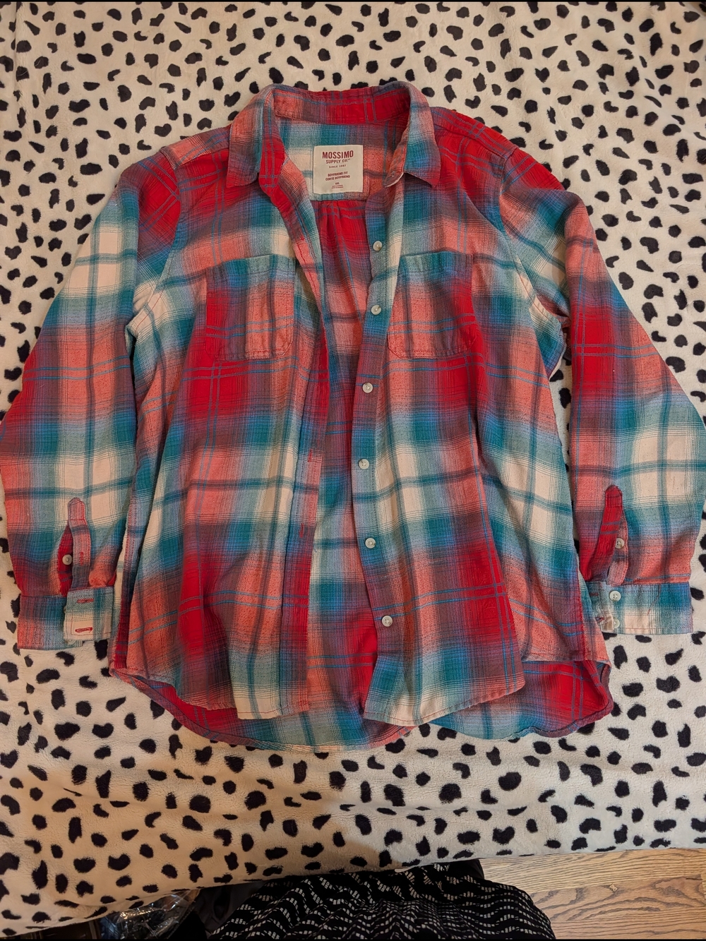 Mossimo Supply Co. Red and Blue Plaid Button-Down Shirt